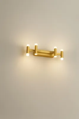 Obrázek produktu pro Moderní LED nástěnné svítidlo v provedení broušeného zlata, 24 W, 3000 K, elegantní geometrický design pro stylové osvětlení interiéru – Perenz
