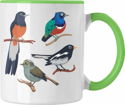 Produktbild von Trendation - Arten von Vögeln Vogel Tasse Geschenk Grafik Geschenkdiee für Vogel-Liebhaber (Grün)