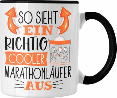 Produktbild von Trendation - So Sieht Ein Richtig Cooler Marathonläufer Aus Geschenk Tasse Lustiger Spruch Geschenkidee (Schwarz)