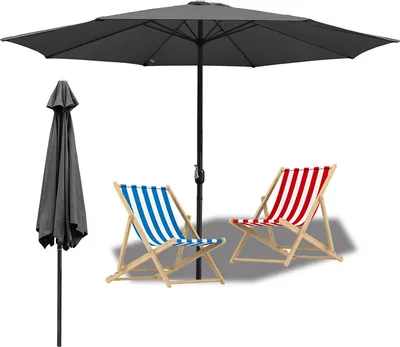 Image de TolleTour 3.5m Parasol UV40+ Protection solaire Parasol de jardin Parasol de plage，Gris
