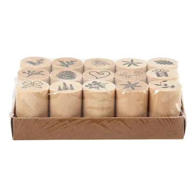 Produktbild von Creativ Company Stempelset Weihnachten - Holzstempel - 15 Stück - Bastelset
