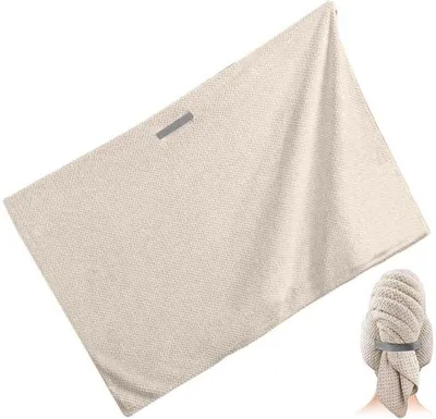 Zdjęcie produktu dla Ręcznik do włosów – ręcznik z mikrofibry do włosów – 100 x 60 cm – ręcznik do włosów – chusta na głowę – ręcznik do włosów po kąpieli – ręcznik do suszenia włosów – kolor khaki