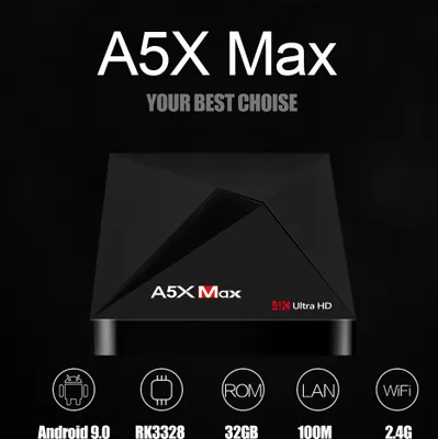 Obrázek produktu pro A5X MAX TV Box 4GB DDR3 SDRAM 32GB Flash RK3318 Quad-Core pro Android 9.0 4K HD H.265 2.4G WiFi Media Player Evropské předpisy