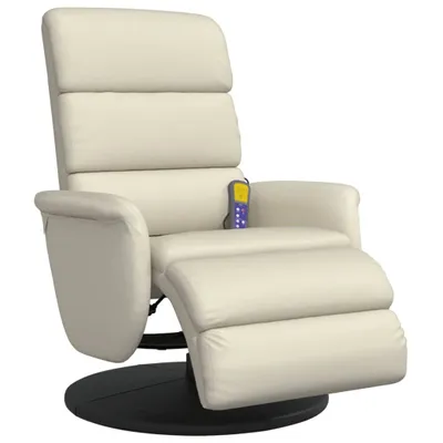 Image de vidaXL Fauteuil de massage avec repose-pieds Crème Similicuir