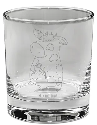 Produktbild von Mr. & Mrs. Panda Glas Kuh - Transparent - Geschenk, Tumbler, Magie, Kühe, Cocktailglas, Trinkglas, Hof, Träume, Landwirtin, Milch, gravur