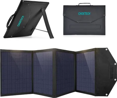 Immagine prodotto di Choetech Caricabatterie solare pieghevole solare fotovoltaico 100W 2x USB / 1x USB Tipo C Consegna di potenza Carica rapida Nero (SC009)