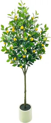 Immagine prodotto di Albero di limoni artificiale - Pianta da terra in vaso - Altezza 150 cm - Limoni e foglie realistici - Per interni ed esterni - Plastica - Verde
