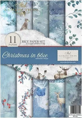Produktbild von Reispapier-Set A4 – RP025 Christmas in Blue – ITD Collection