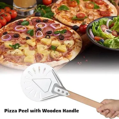 Produktbild von Famanu Pizzaschaufel Perforiert - 7 Zoll mit Holzgriff