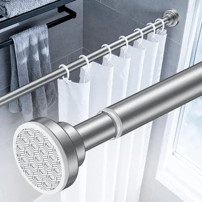 Image de Barres de rideaux réglables sans perçage, de 82 à 204 cm, couleur argent