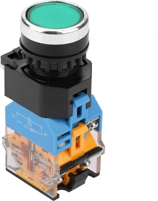Produktbild von 22mm Flacher Kopf Grüner Drucktaster Momentanschalter mit LED Licht 220V