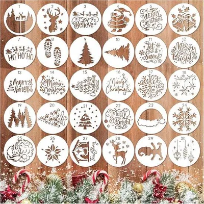Produktbild von Weihnachts-Schablonen Set 30 Stück - Wiederverwendbare Designs