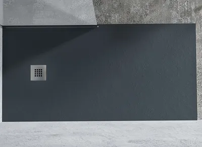 Produktbild von Duschwanne 70X100 cm Vulcano Line Slim Anthrazitfarbe aus Kunstharz und Marmorpulver mit freiem Abfluss - FRASCIO