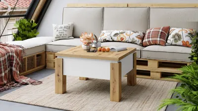 Produktbild von Design Couchtisch Tisch Oslo höhenverstellbar 49 / 76cm aufklappbar 80 / 160cm Esstisch