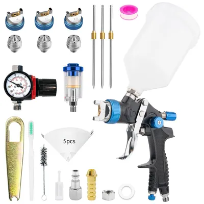 Image de Pistolet à peinture HVLP professionnel, avec 3 buses et un réservoir de 600 cc