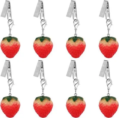 Image de Lot de 8 poids de nappe « Fraises », lourds, pour l'extérieur, le pique-nique et le camping