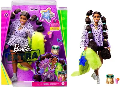 Produktbild von Barbie Extra Puppe mit Zöpfen & Haargummis, Anziehpuppe, Modepuppe