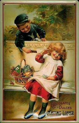 Produktbild von Blechschild Lopez Chocolates Kinder Schokolade Schild retro Werbeschild