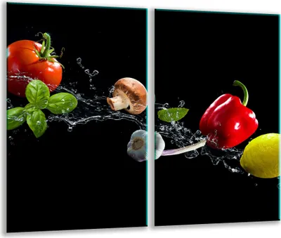 Produktbild von Herdabdeckplatten 2 teilig 30x52 Glaskeramikkochfeld Abdeckung Glas Gemüse
