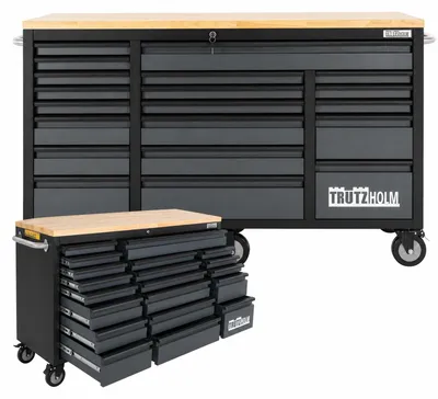 Produktbild von Werkstattwagen Deluxe XXL Anthrazit unbestückt 160 x 91 cm 20 Schubladen Werkbank Sideboard
