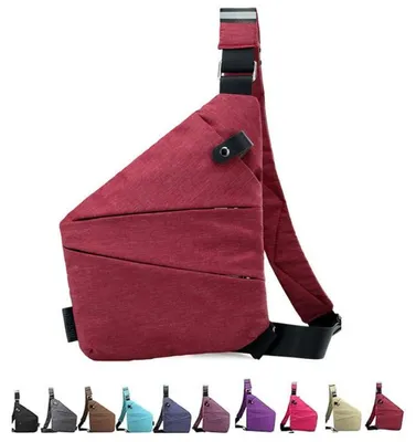 Productafbeelding van Borsttas – Diefstalwerend – 32x23x1 cm – Lichtgewicht en ruim – Schoudertas voor de rechter schouder – voor heren, geschikt voor wandelen – Rood