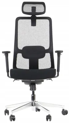 Immagine prodotto di Sedia da ufficio girevole ergonomica XELO/M, base cromata, braccioli regolabili, seduta scorrevole (avanti-indietro), nero