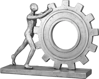 Immagine prodotto di Gilde Figur, Zahnradmotiv, Kunstharz, silberfarben, VE 2, L. 5 cm, B. 22.5 cm, H. 18 cm 37452 4063387374528