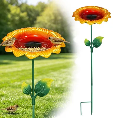 Produktbild von Vogeltränke Stehend Sonnenblume Metall 20x64cm Frostfest