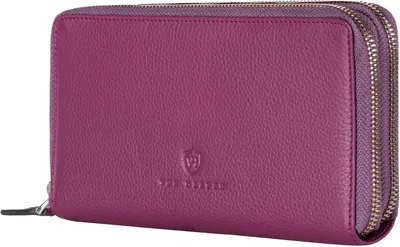 Produktbild von Leder Geldbörse mit RFID Schutz Damen Herren echtes Nappaleder Portemonnaie mit 28 Kartenfächern Münzfach Reißverschluss Geschenkbox elegant