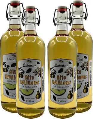 Produktbild von Raunikar - 4er Set Alte Williams Schnaps - 4x 1L (38% Vol)- [Enthält Sulfite]