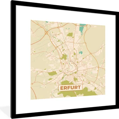 Produktbild von MuchoWow® Gerahmtes Poster Karte - Erfurt - Jahrgang - Karte 40x40 cm - Poster mit Schwarzem Bilderrahmen Wandposter Rahmen Foto Bilder - Poster - Plakat im Rahmen