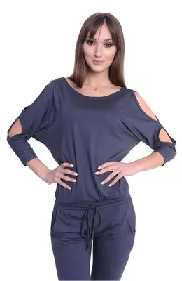 Produktbild von Damen Jumpsuits Sportlich Elegant 3/4 Arm ; Grafit/XS/S 34/36
