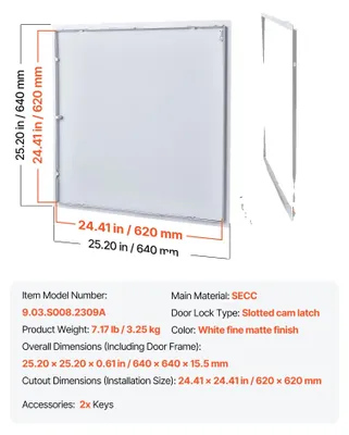 Productafbeelding van Toegangspaneel, Robuuste stalen constructie, Eenvoudige installatie, 24x24inch