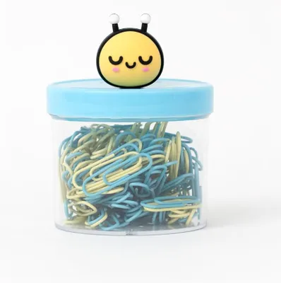 Aufbewahrungsbox mit 150 Metallklammern, transparent, blau