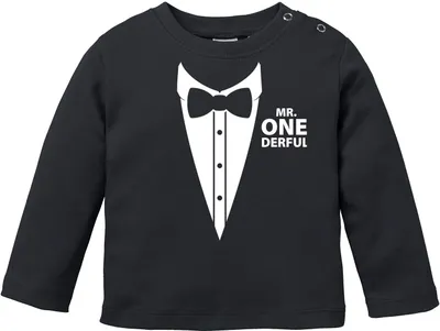 Produktbild von Baby Langarmshirt Babyshirt Mr Onederful Geburtstag 1 Jahr Geschenk Jungen Shirt Moonworks® schwarz 80/86 (10-15 Monate)