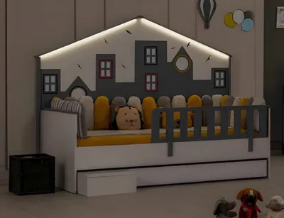 Produktbild von Bettrahmen Kinderbett Bett Kinderzimmer Kinderzimmermöbel Helles Holz