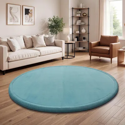 Produktbild von Kinderteppich Kinderzimmer Teppich Baby Spielteppich Flauschig Rutschfest Deko Grösse 200 cm Rund