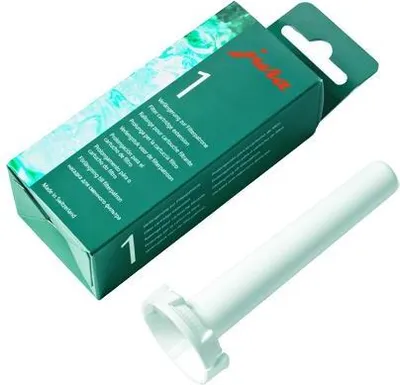 A Jura Claris Plus filter cartridge extension and its packaging are shown against a white background.