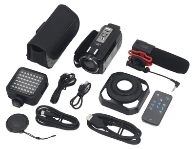Immagine prodotto di Videocamera digitale, 5K, 56 MP, stabilizzatore d'immagine, zoom ottico 18x, visione notturna a infrarossi, con touchscreen da 3 pollici, diffusore di luce, videocamera da viaggio, matrimoni