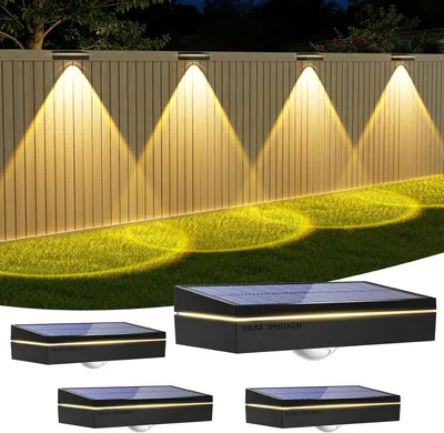 Produktbild von Solarlampen für Außen Garten mit 3 Farbtemperaturen,IP65 Wasserdicht Solar Zaunleuchten für Außenwande Gartenzaun Treppen und Terrassen-4 Stück