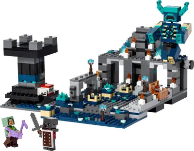 Produktbild von LEGO 21246 Minecraft Das Duell in der Finsternis Set, Biom Spielzeug, alte Stadt mit Wächter Figur und explodierendem Turm, Geschenk für Kinder