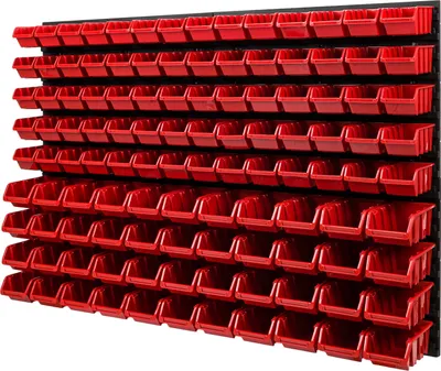 Obrázok produktu pre Sada stohovacích boxov 4x nástenný policový úložný systém 114 boxov 1152 mm x 780 mm