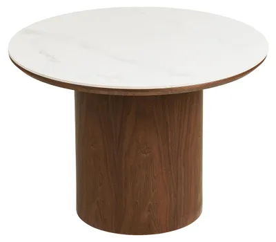 Immagine prodotto di Tavolino da salotto Noli in Vetroceramica bianca e impiallacciatura frassino scuro ø60 cm