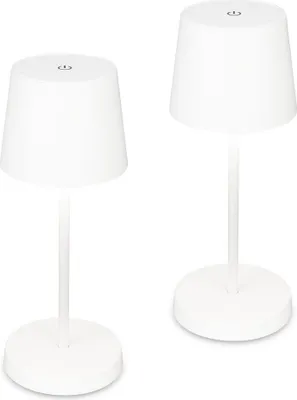 Produktbild von Briloner PIHA 2er Set Akku LED Tischleuchte, Touch, Dimmbar, USB-Aufladung, IP44, Akku tauschbar, Weiß, Ø10,5 x 26 cm