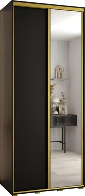 Produktbild von MEBLE KRYSPOL Davos 3 Schrank, zwei Türen - 235,2x110x45 cm - Schwarz Schwarz Gold