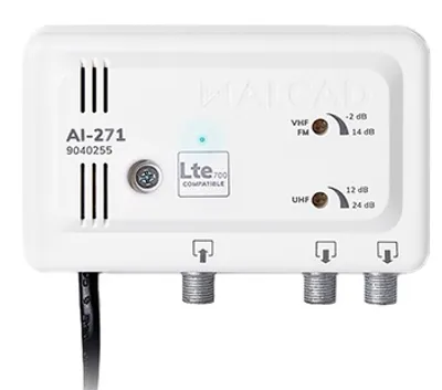 Obrázok produktu pre Zosilňovač ALCAD AI-271, VHF/UHF, 2 výstupy, 102 dBµV