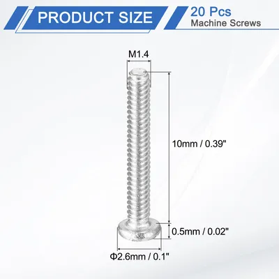 Produktbild von M1.4-0.3 x 10mm 20 Stš¹ck Phillips Flachkopfschrauben 304 Edelstahl Kreuzschlitz Maschinenschrauben Rundkopf Kreuzschlitzschrauben fš¹r M?belverbindung