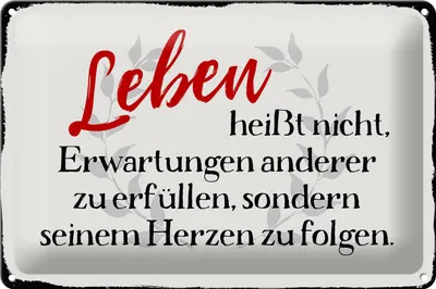 Produktbild von Blechschild Spruch 30x20cm Leben Erwartungen Herz Schild