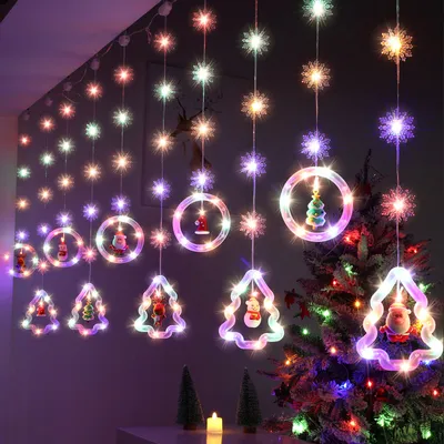 Produktbild von 3m Weihnachten LED Lichtervorhang 8 Lichtmodi Lichterkette USB für Innen Fenster Party Weihnachtsdeko, Bunt
