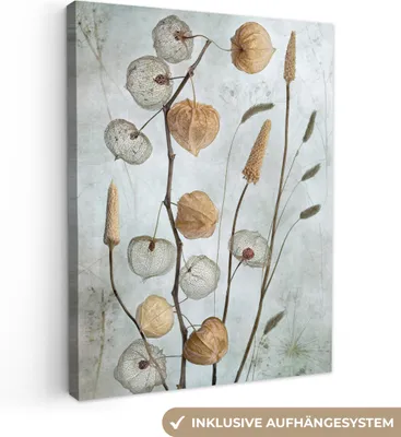 Produktbild von MuchoWow® - Leinwandbilder - Stilleben - Natur - Herbst - Trockenblumen - Braun, Wandbild, Wanddeko Bilder Wohnzimmer, 60x80 cm